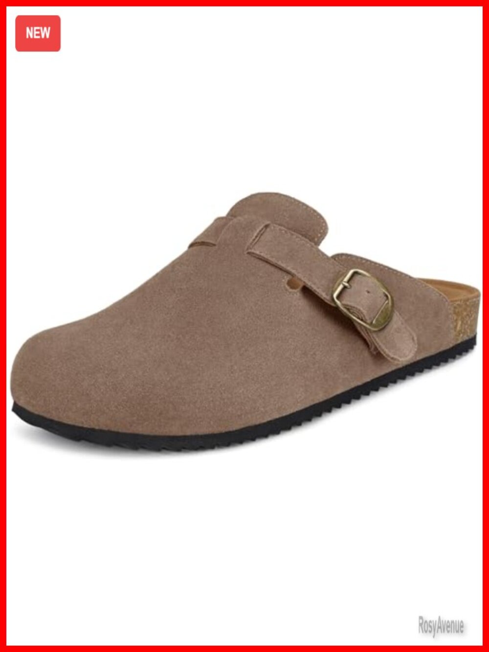 Genuine Suede Clogs for Women Men Cork Footbed Sandals Adjustable Buckle